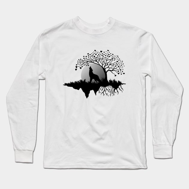 Full Moon wolf Long Sleeve T-Shirt by imphavok